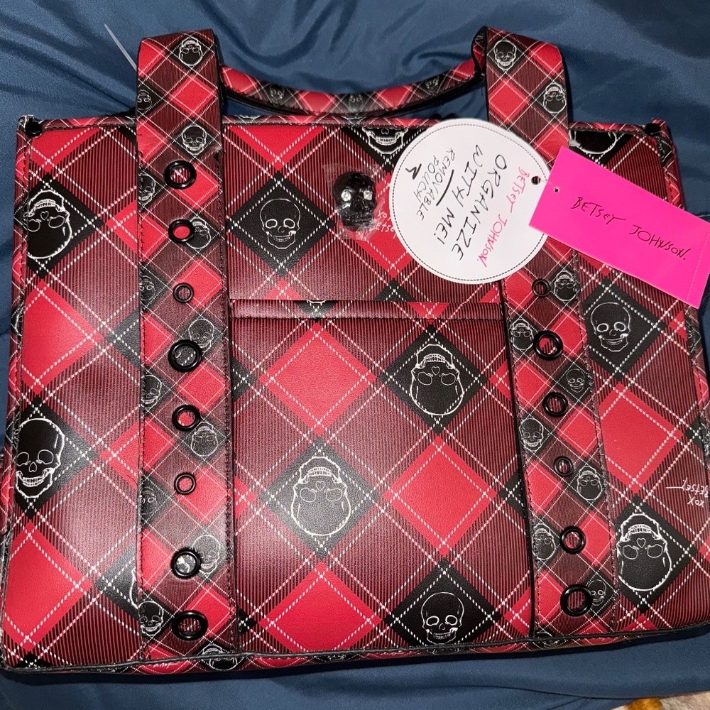 BETSEY JOHNSON PLAID TOTE W/ COIN PURSE